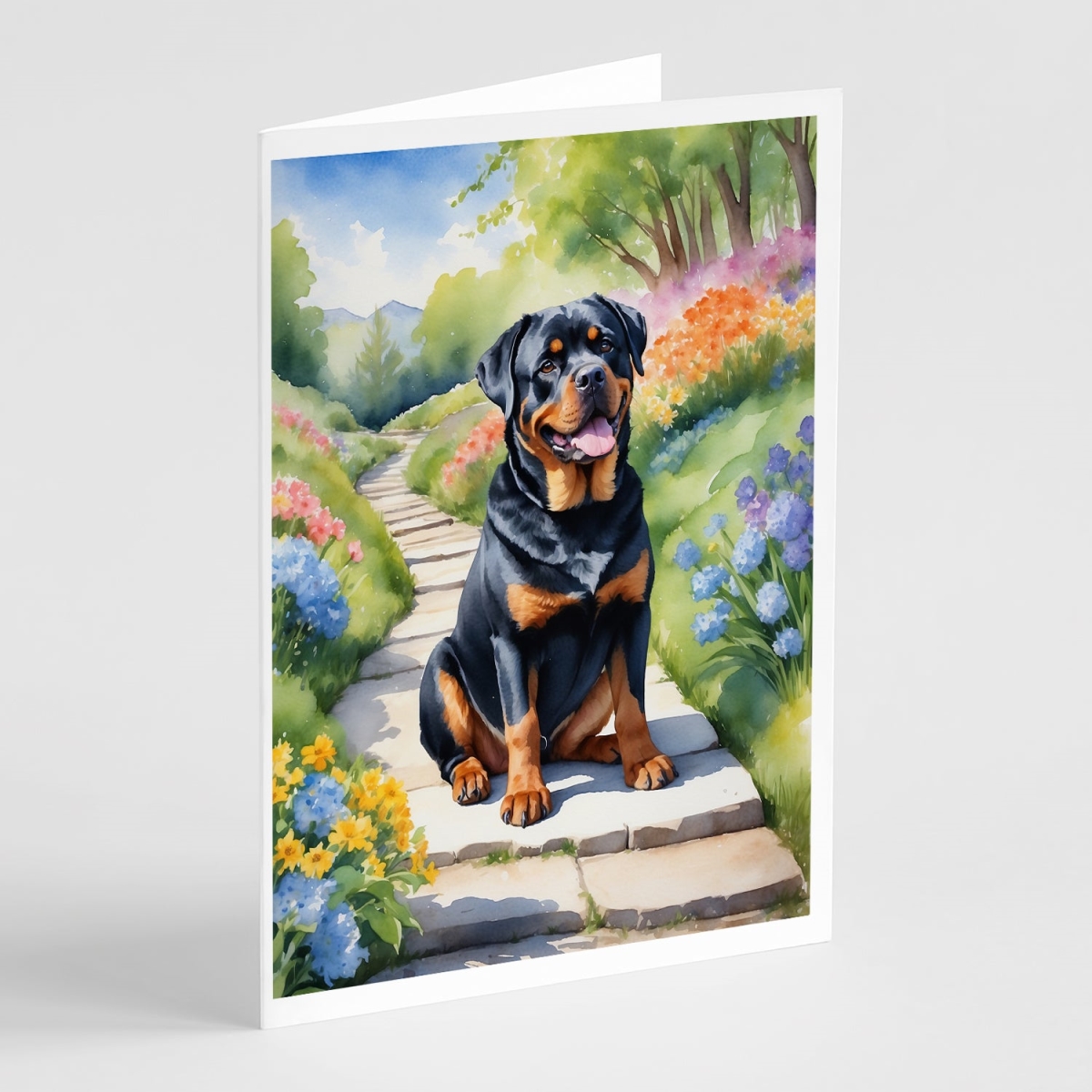5 x 7 in. Rottweiler Spring Path Greeting Cards - Pack of 8