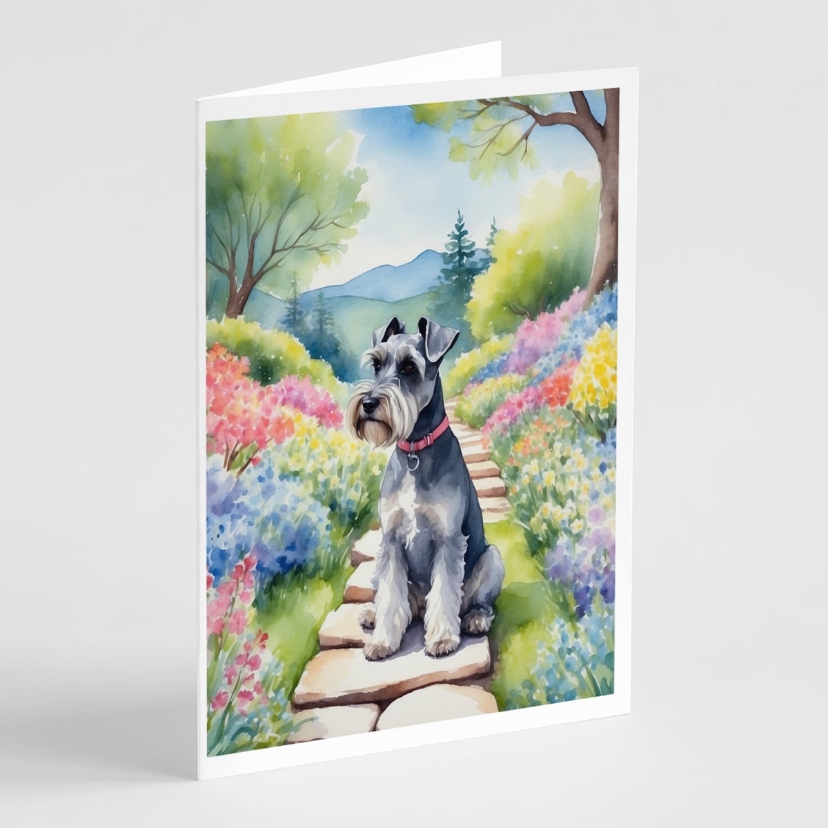 5 x 7 in. Schnauzer Spring Path Greeting Cards - Pack of 8