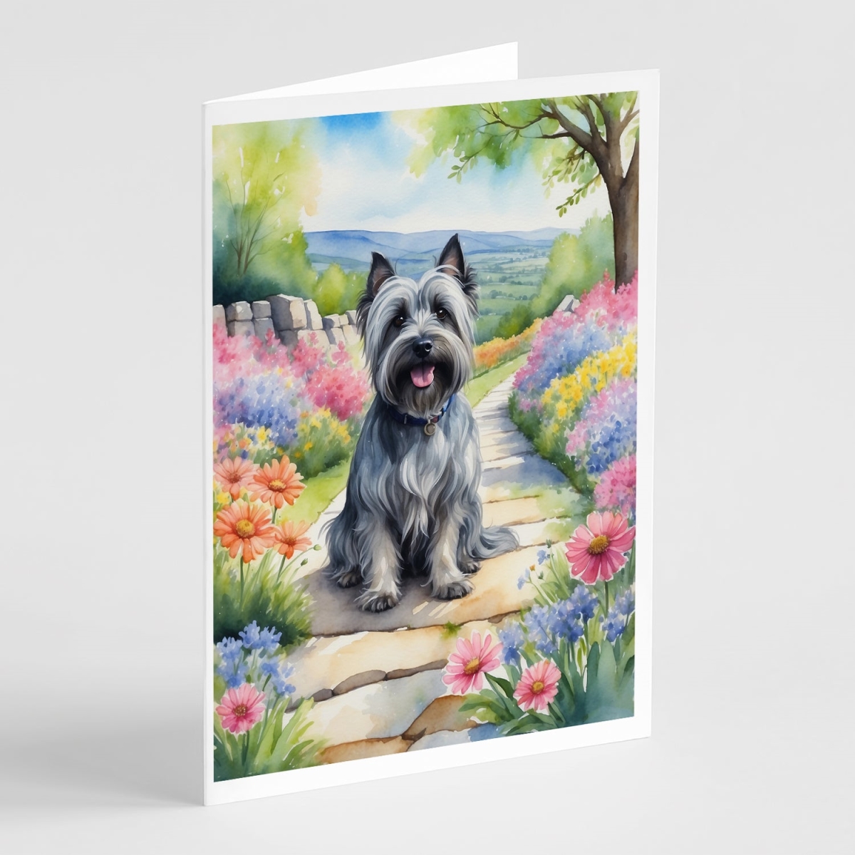 DAC6721GCA7P 5 x 7 in. Skye Terrier Spring Path Greeting Cards - Pack of 8
