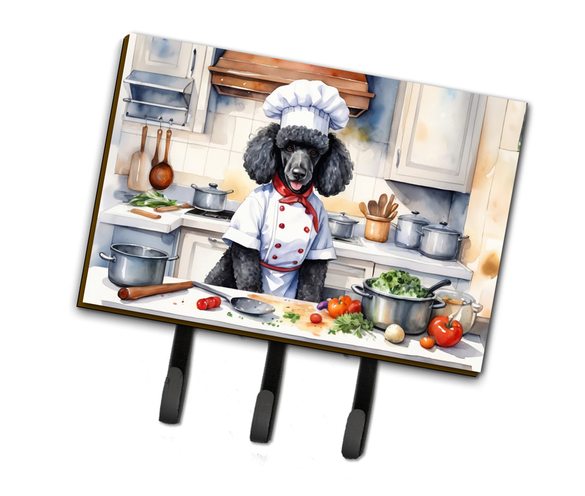 9 x 6 in. Black Poodle The Chef Leash or Key Holder