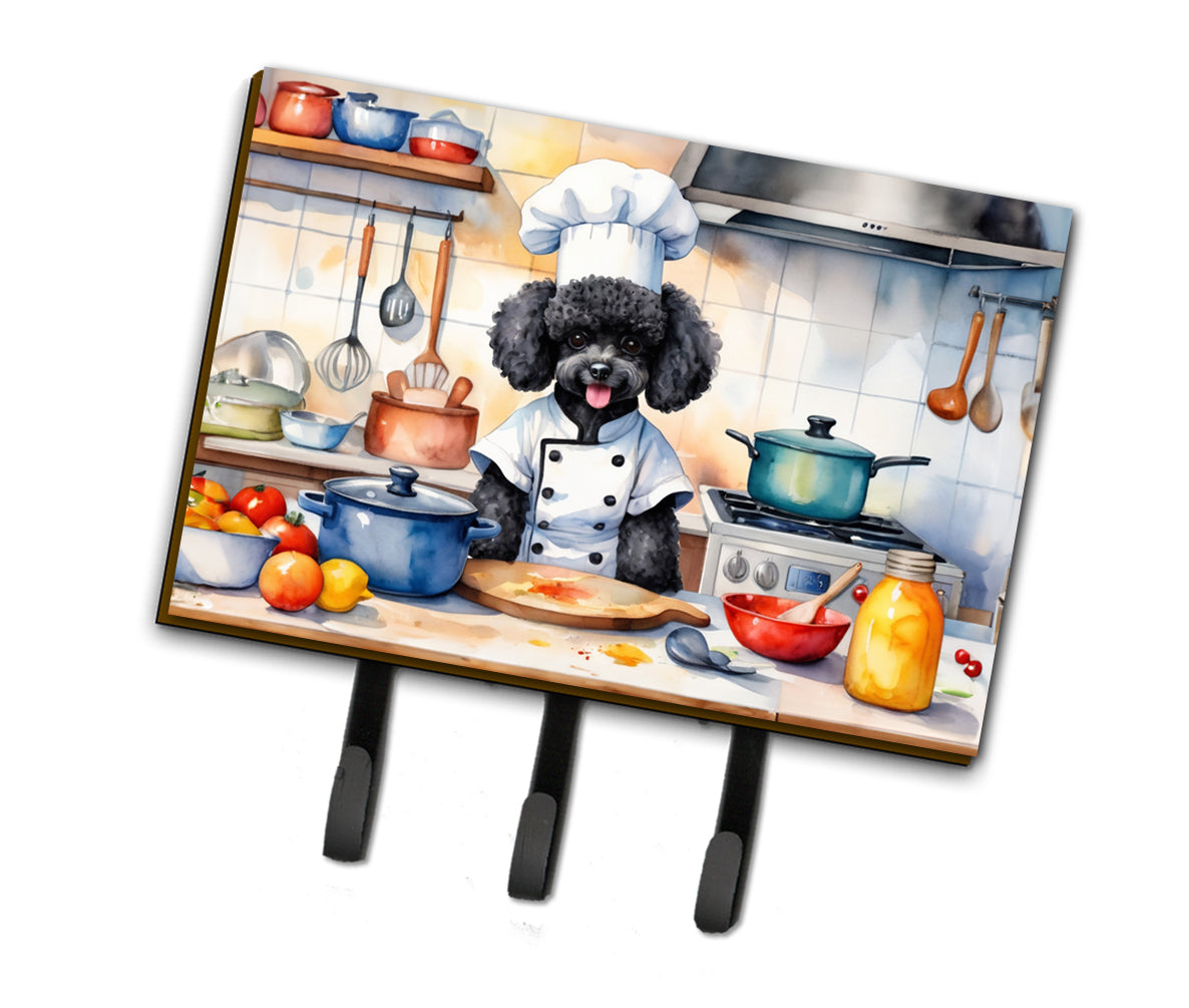 9 x 6 in. Black Poodle The Chef Leash or Key Holder