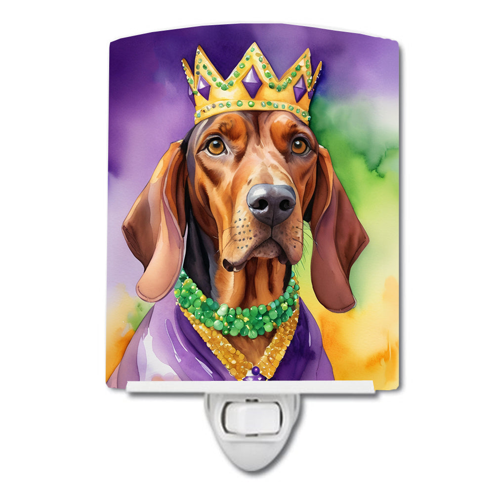 6 x 4 in. Redbone Coonhound King of Mardi Gras Ceramic Night Light