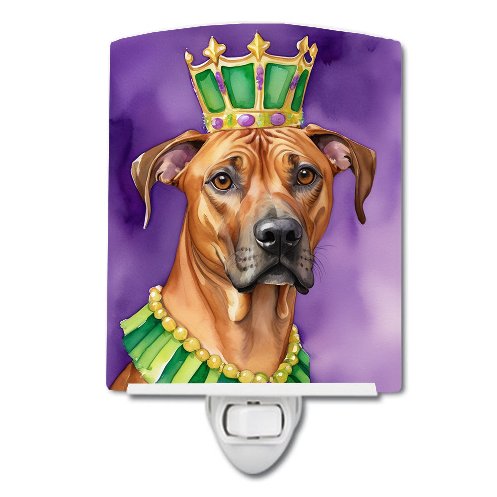 DAC4869CNL 6 x 4 in. Rhodesian Ridgeback King of Mardi Gras Ceramic Night Light