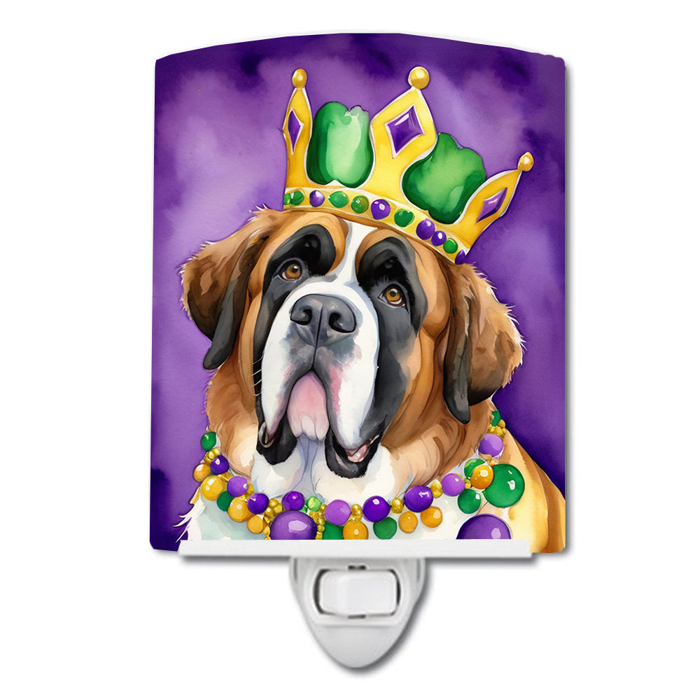 6 x 4 in. Saint Bernard King of Mardi Gras Ceramic Night Light