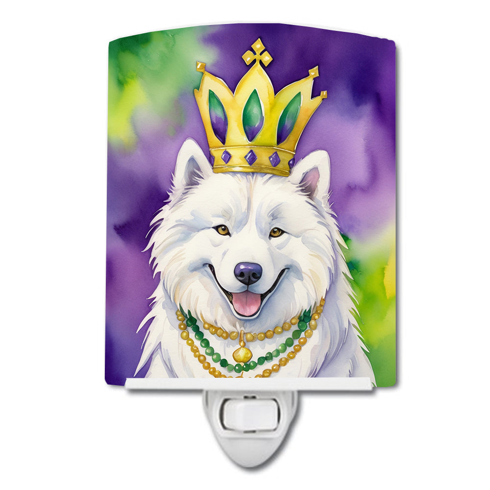 DAC4877CNL 6 x 4 in. Samoyed King of Mardi Gras Ceramic Night Light