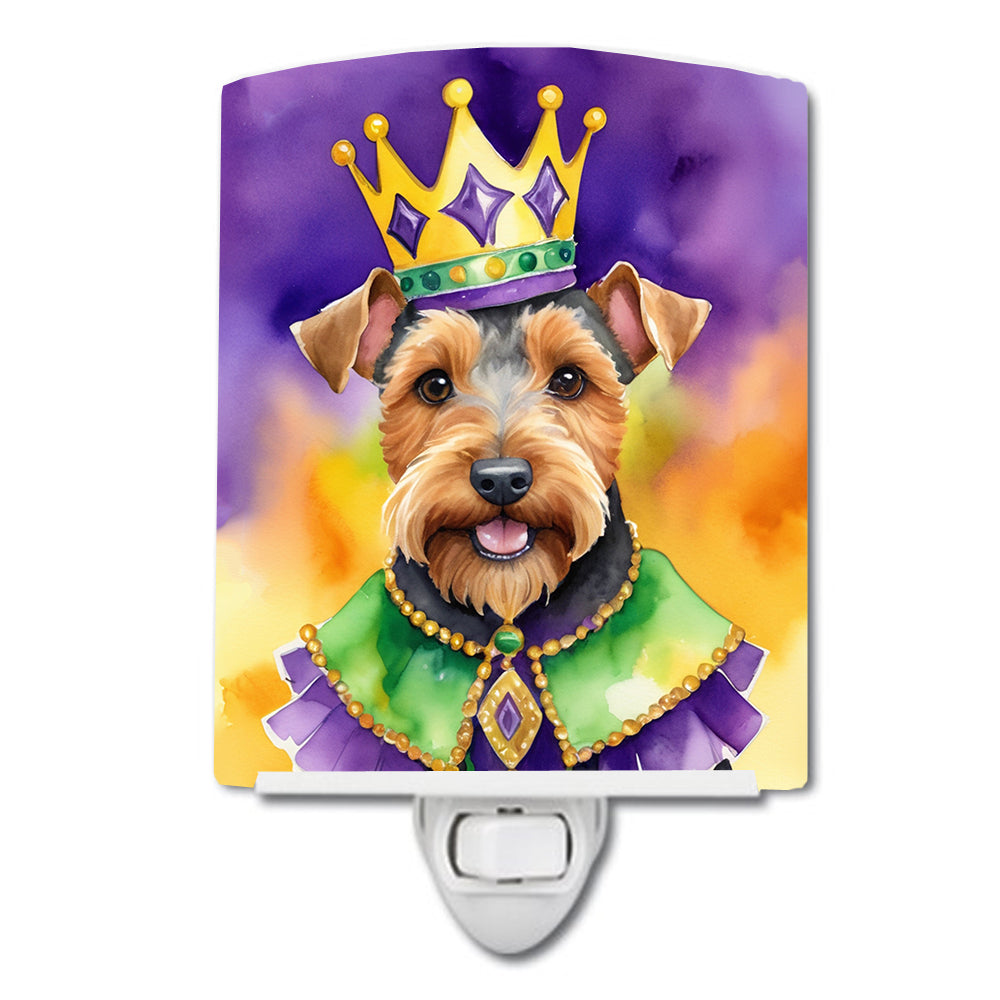6 x 4 in. Welsh Terrier King of Mardi Gras Ceramic Night Light