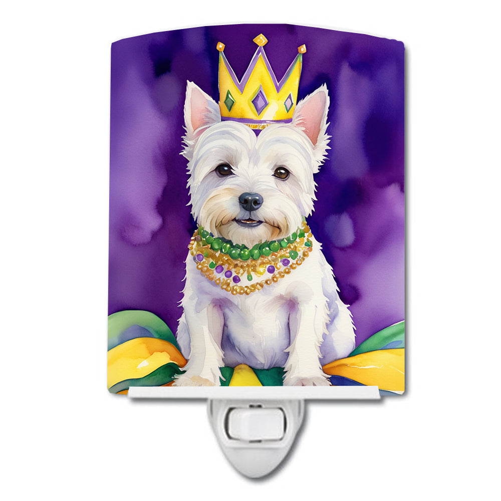 DAC4902CNL 6 x 4 in. Westie King of Mardi Gras Ceramic Night Light