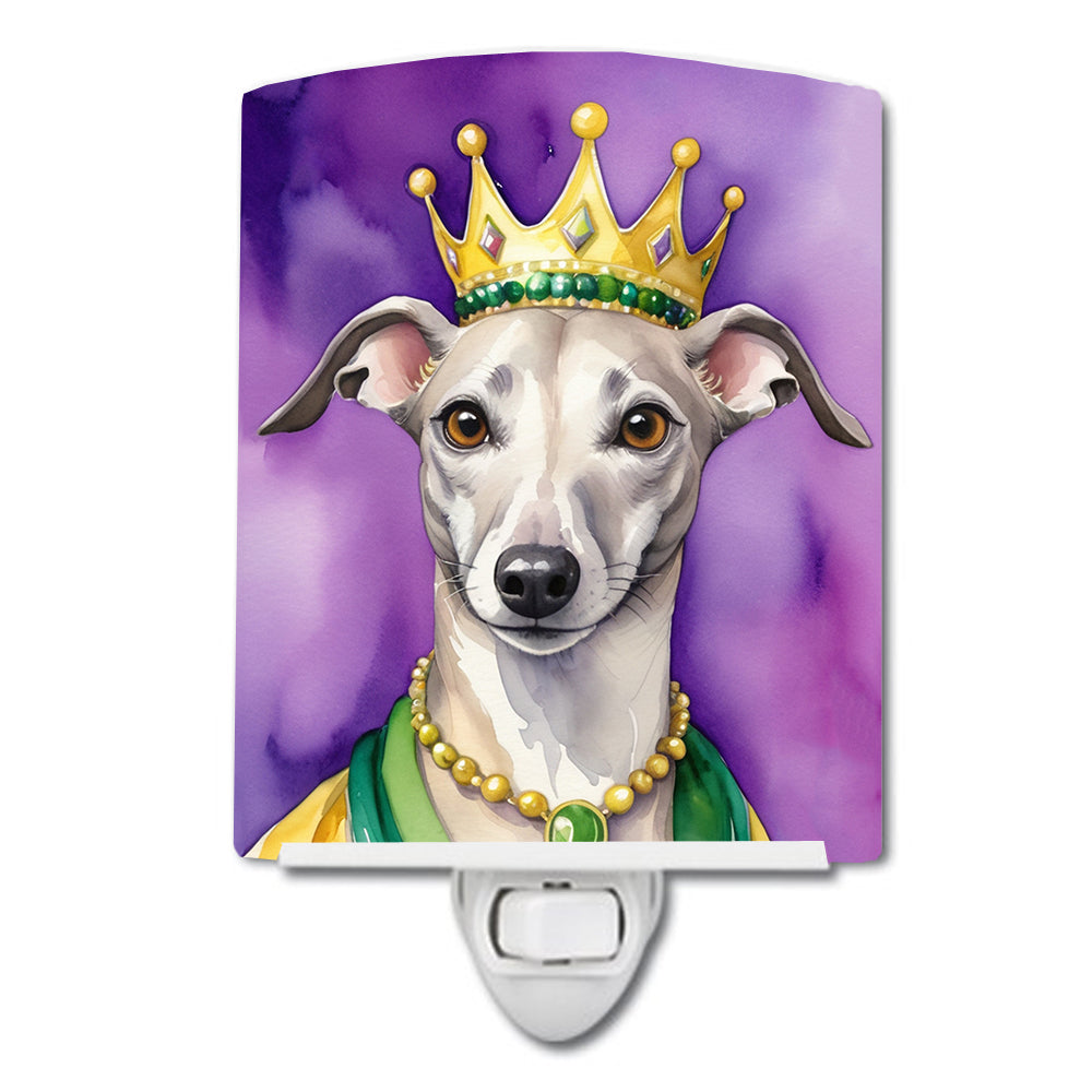 6 x 4 in. Whippet King of Mardi Gras Ceramic Night Light