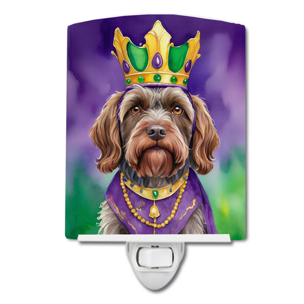 6 x 4 in. Wirehaired Pointing Griffon King of Mardi Gras Ceramic Night Light
