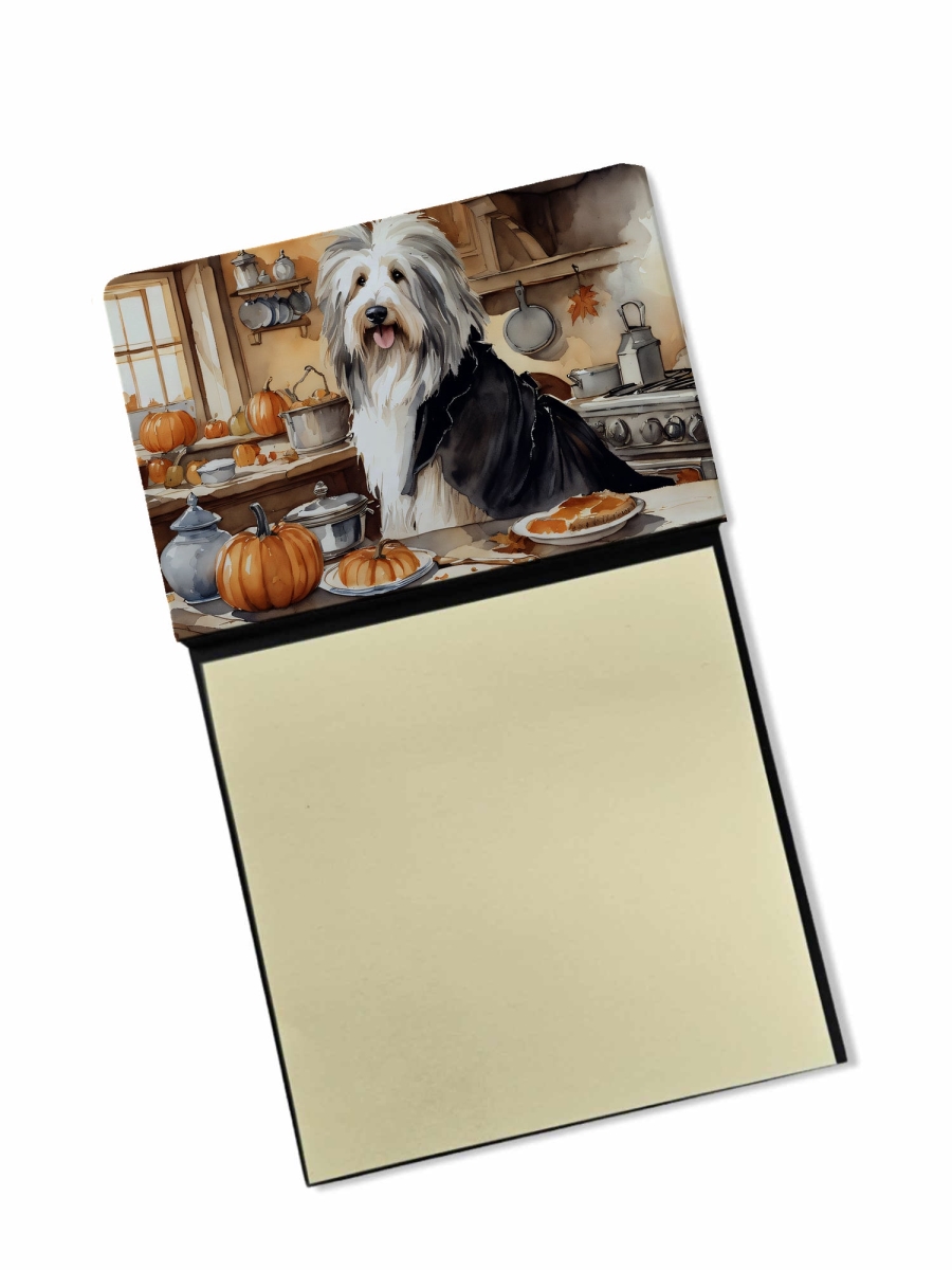 DAC1734SN 5.25 x 3.25 in. Bearded Collie Fall Kitchen Pumpkins Sticky Note Holder