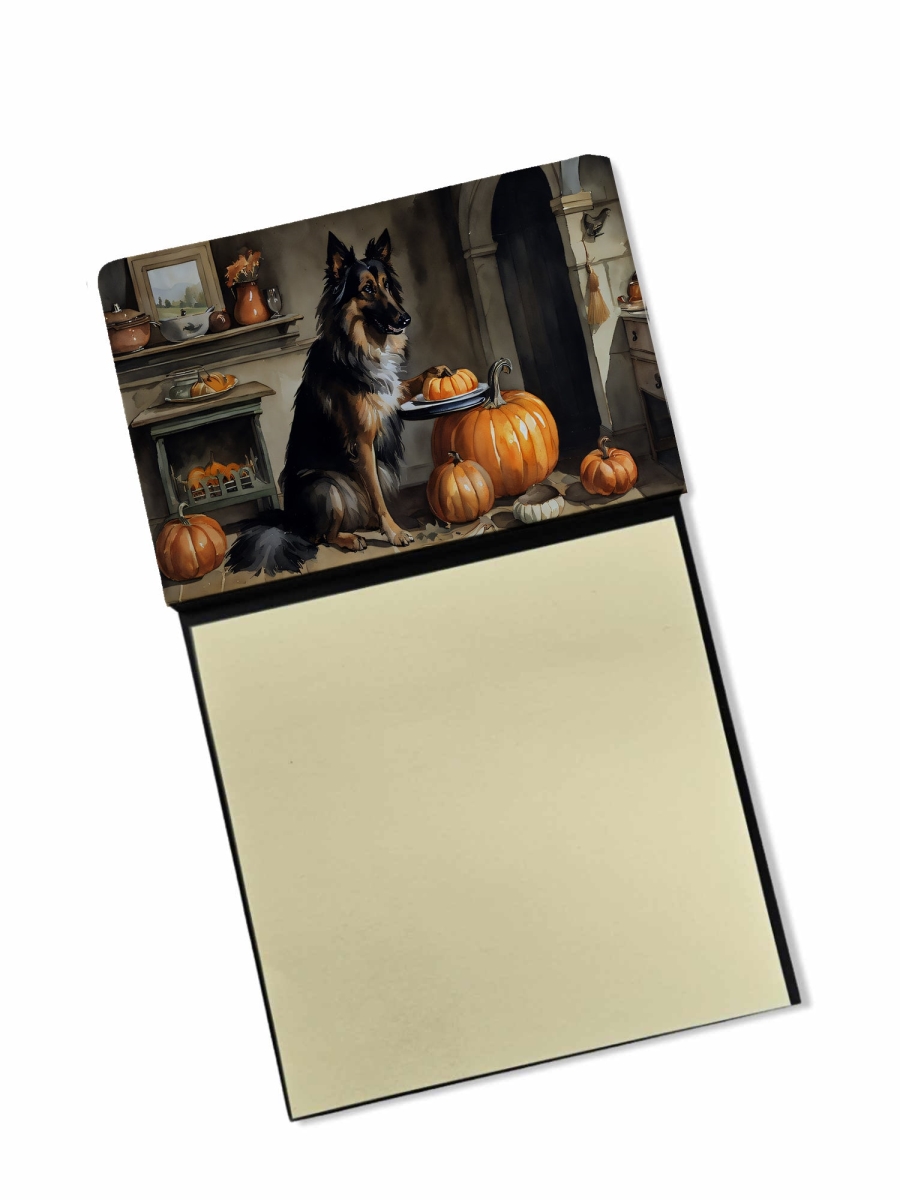 DAC1736SN 5.25 x 3.25 in. Belgian Tervuren Fall Kitchen Pumpkins Sticky Note Holder