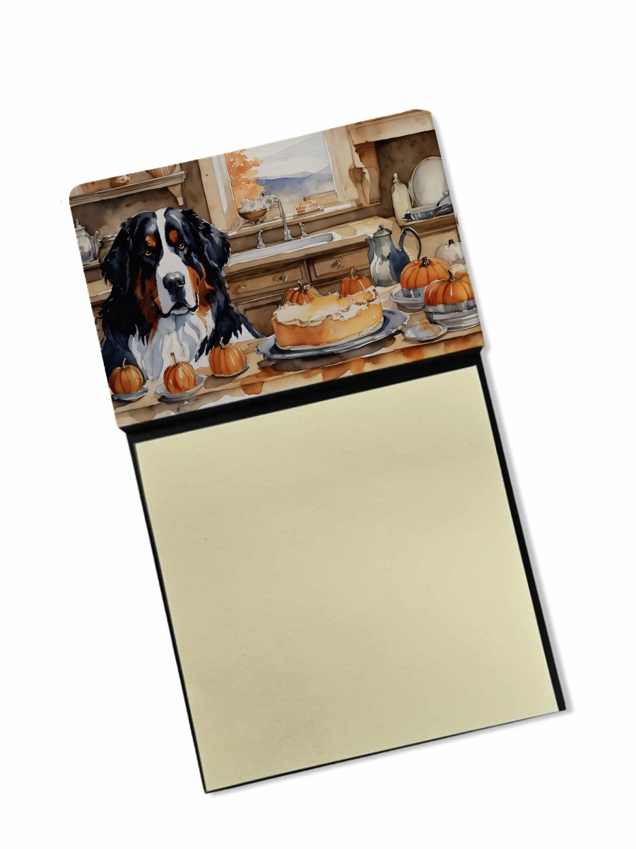 DAC1737SN 5.25 x 3.25 in. Bernese Mountain Dog Fall Kitchen Pumpkins Sticky Note Holder