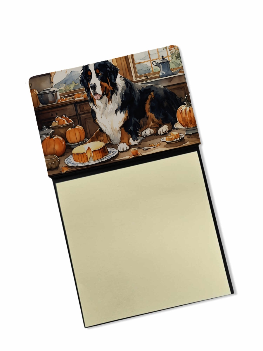 DAC1738SN 5.25 x 3.25 in. Bernese Mountain Dog Fall Kitchen Pumpkins Sticky Note Holder