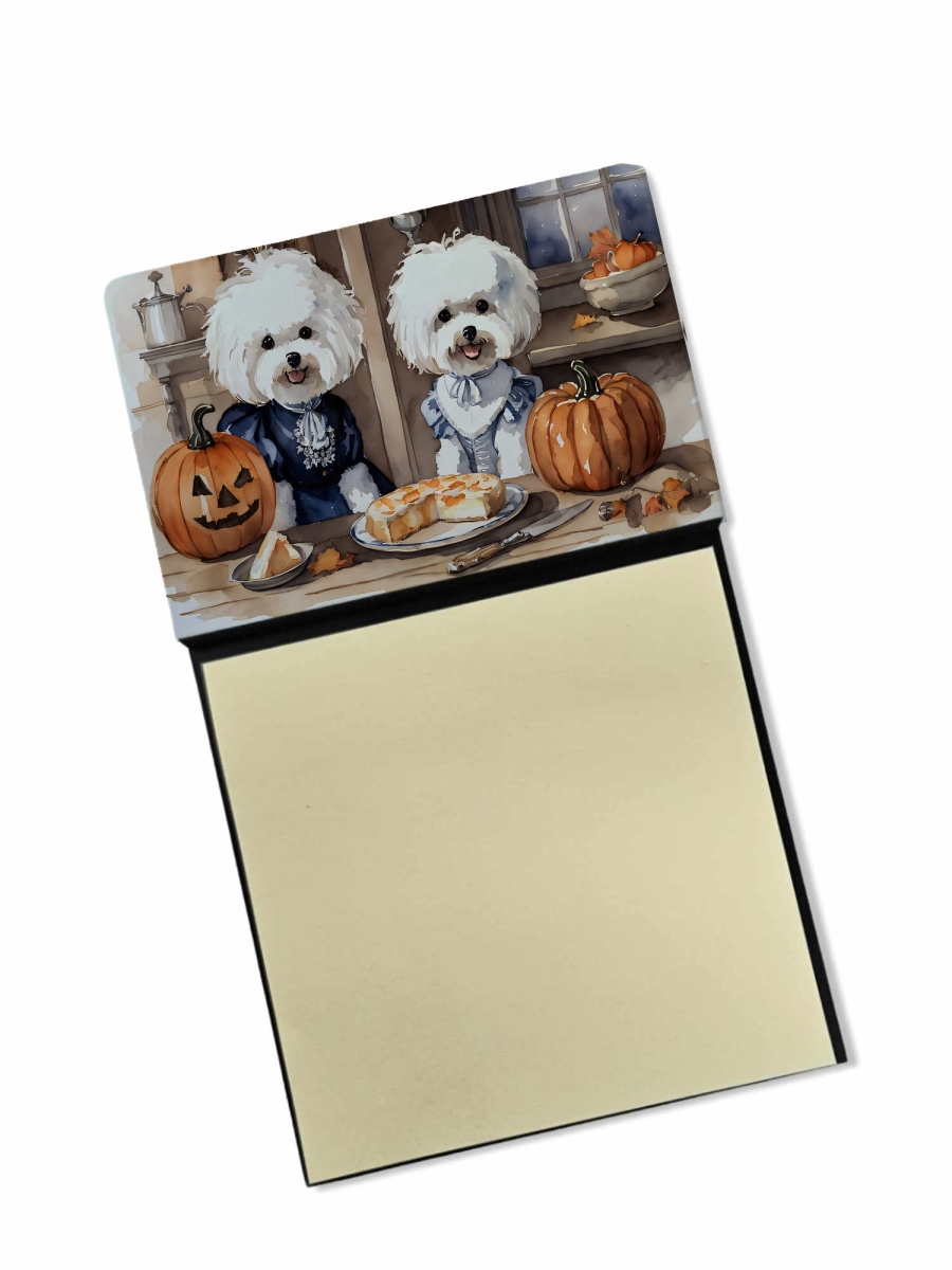 DAC1739SN 5.25 x 3.25 in. Bichon Frise Fall Kitchen Pumpkins Sticky Note Holder