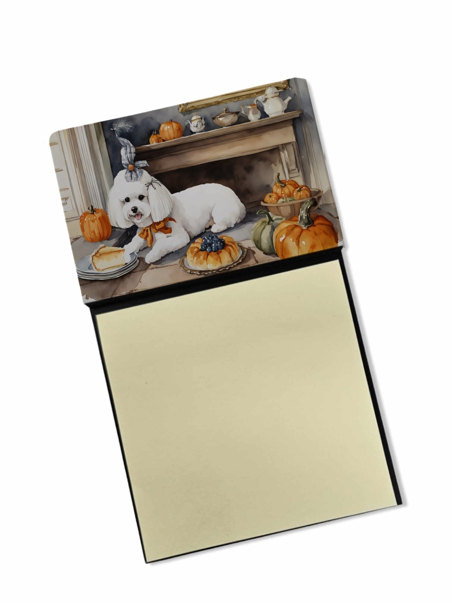 DAC1740SN 5.25 x 3.25 in. Bichon Frise Fall Kitchen Pumpkins Sticky Note Holder