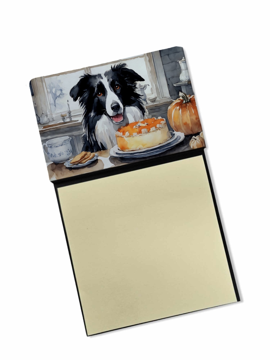 DAC1744SN 5.25 x 3.25 in. Border Collie Fall Kitchen Pumpkins Sticky Note Holder