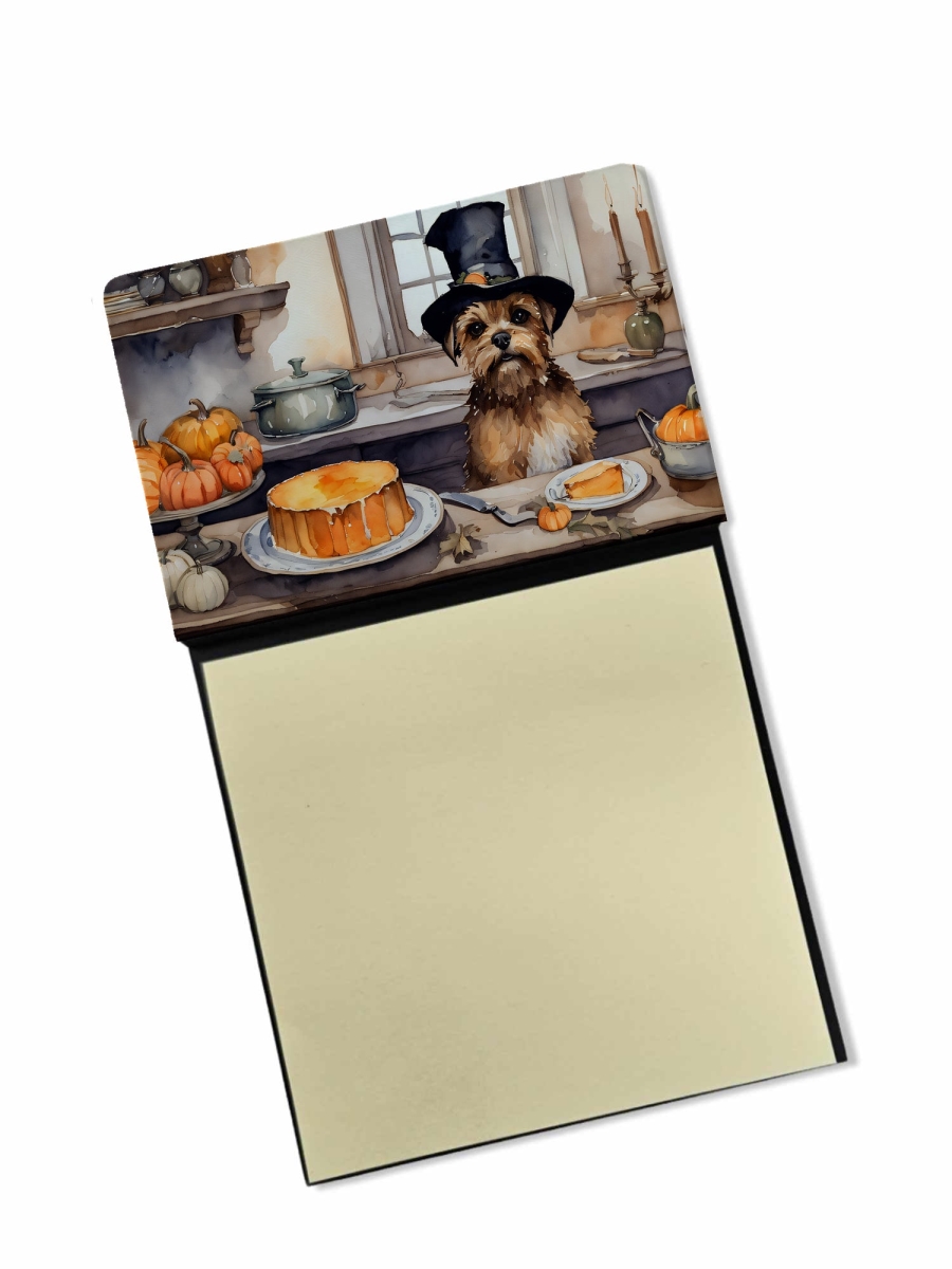 DAC1745SN 5.25 x 3.25 in. Border Terrier Fall Kitchen Pumpkins Sticky Note Holder
