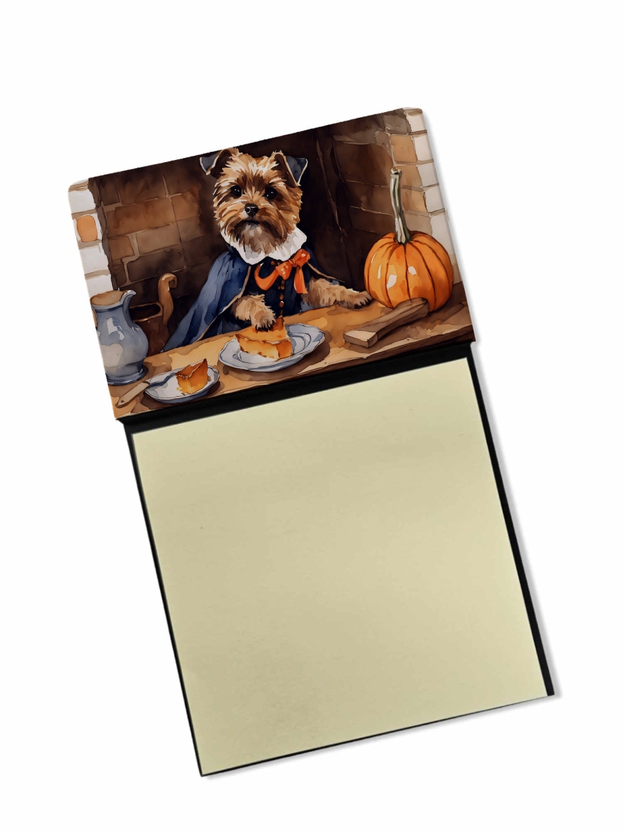 DAC1746SN 5.25 x 3.25 in. Border Terrier Fall Kitchen Pumpkins Sticky Note Holder