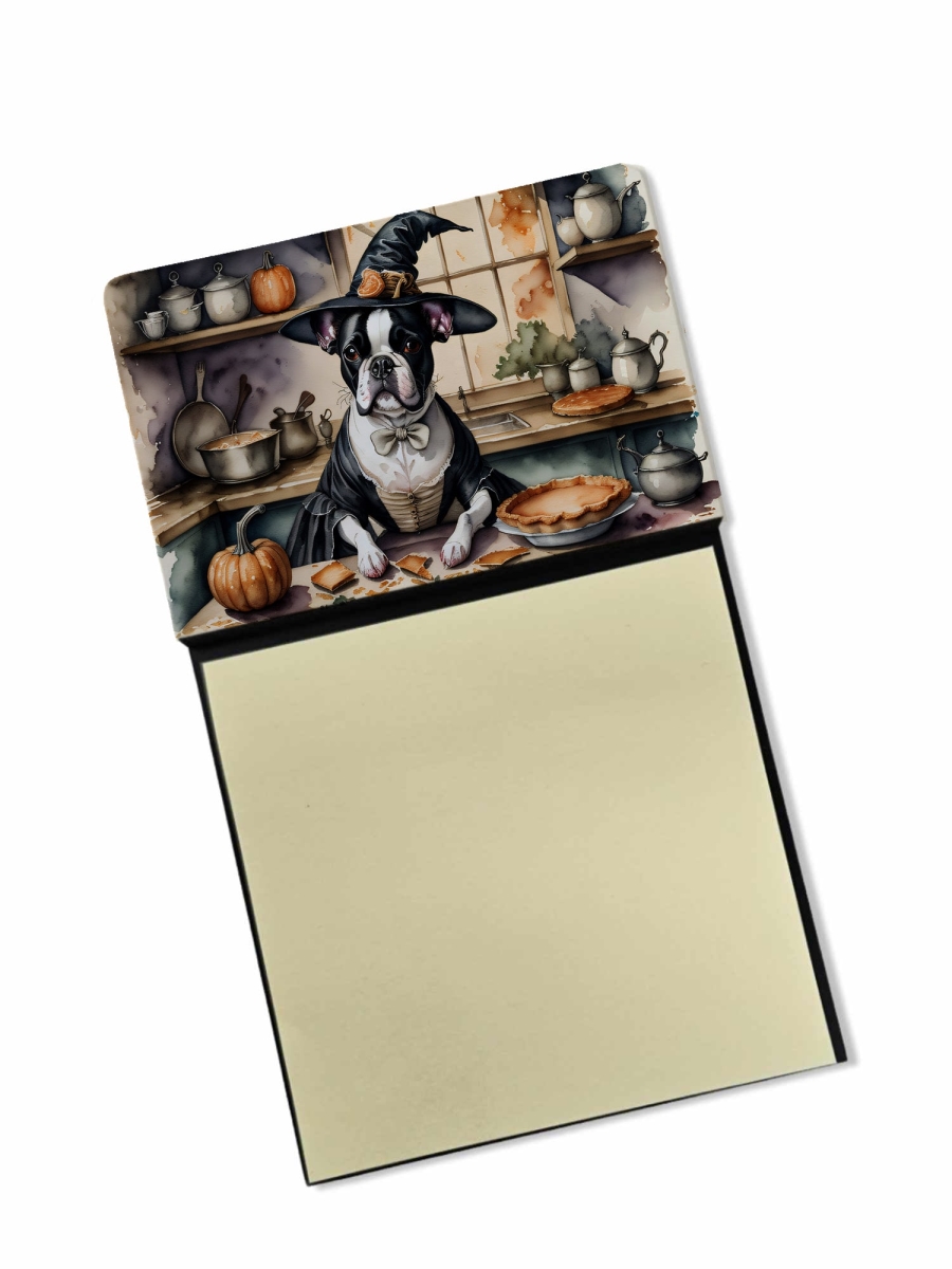 DAC1748SN 5.25 x 3.25 in. Boston Terrier Fall Kitchen Pumpkins Sticky Note Holder