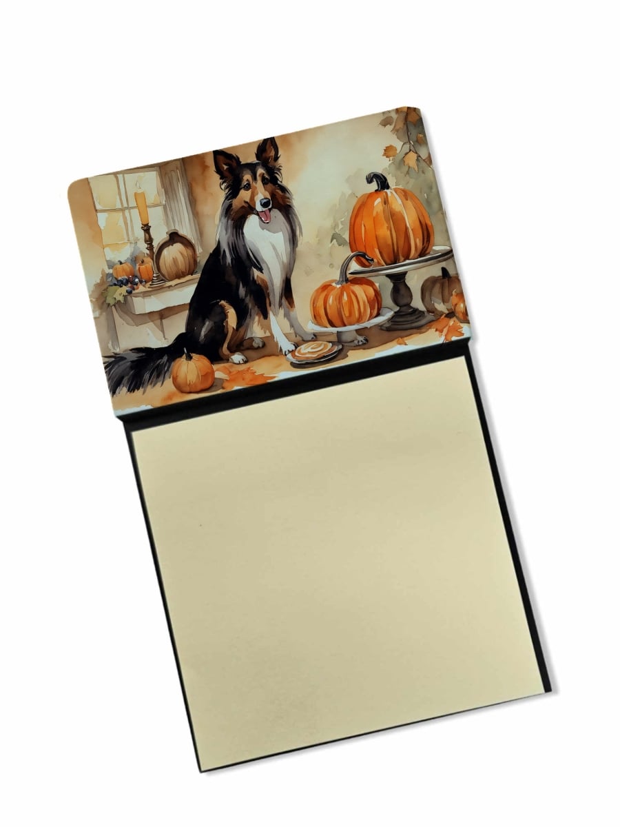 DAC1765SN 5.25 x 3.25 in. Collie Fall Kitchen Pumpkins Sticky Note Holder