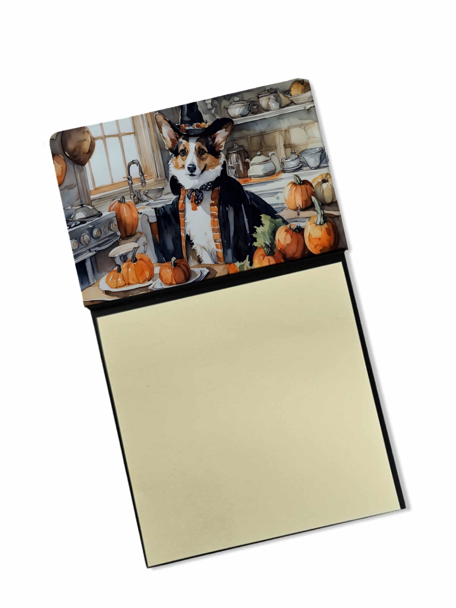 DAC1766SN 5.25 x 3.25 in. Corgi Fall Kitchen Pumpkins Sticky Note Holder