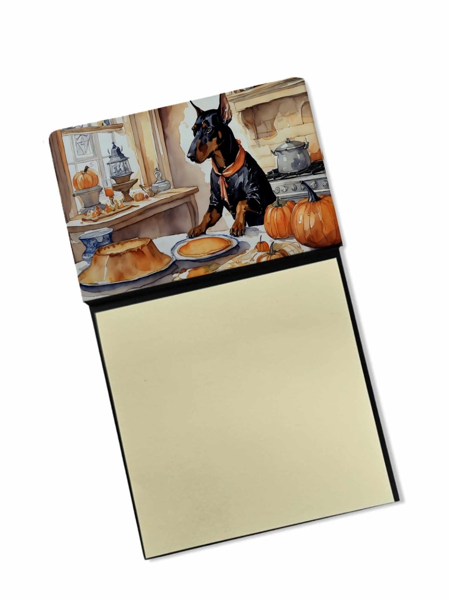 DAC1771SN 5.25 x 3.25 in. Doberman Pinscher Fall Kitchen Pumpkins Sticky Note Holder