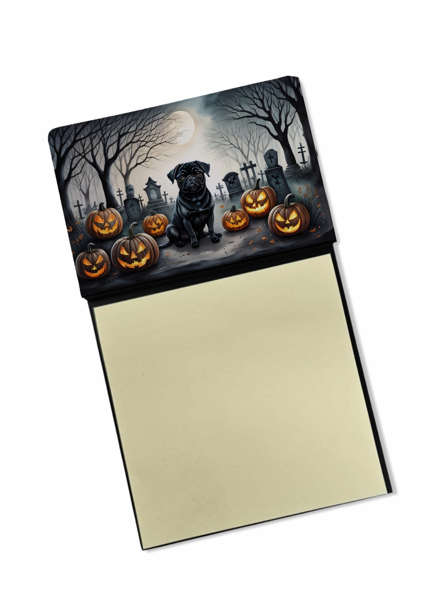 DAC2065SN 5.25 x 3.25 in. Black Pug Spooky Halloween Sticky Note Holder