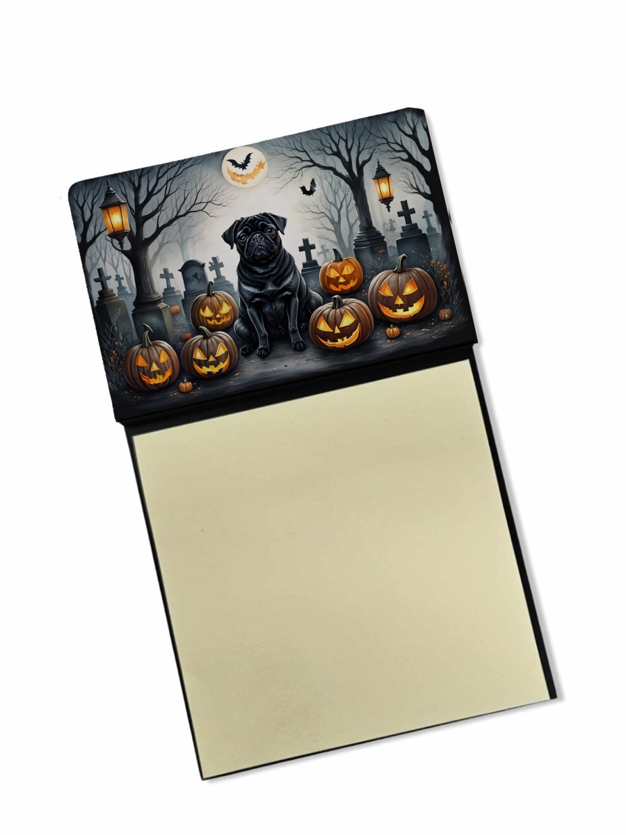 DAC2066SN 5.25 x 3.25 in. Black Pug Spooky Halloween Sticky Note Holder