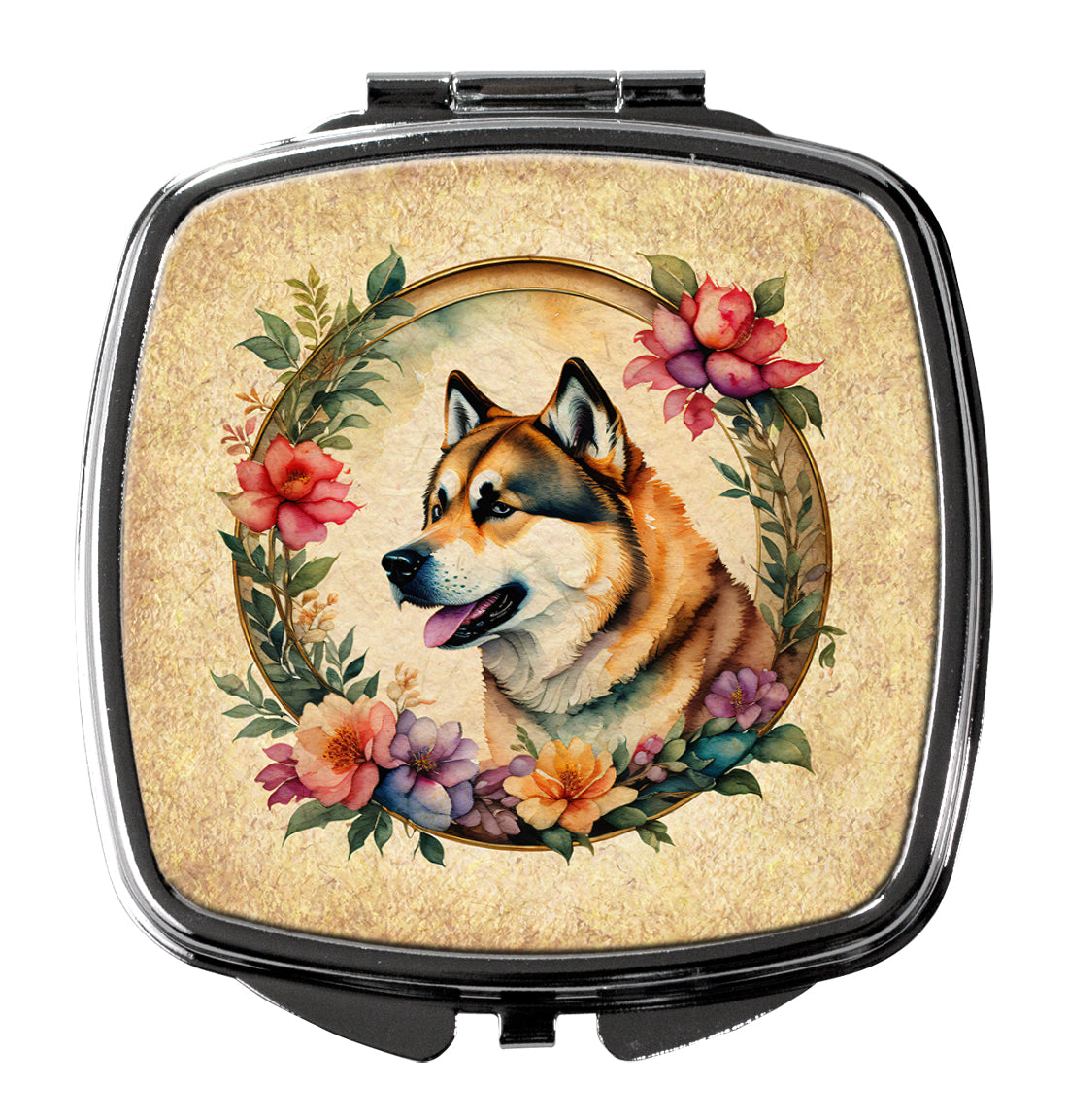 DAC2074SCM 3 x 2.75 in. Akita & Flowers Compact Mirror