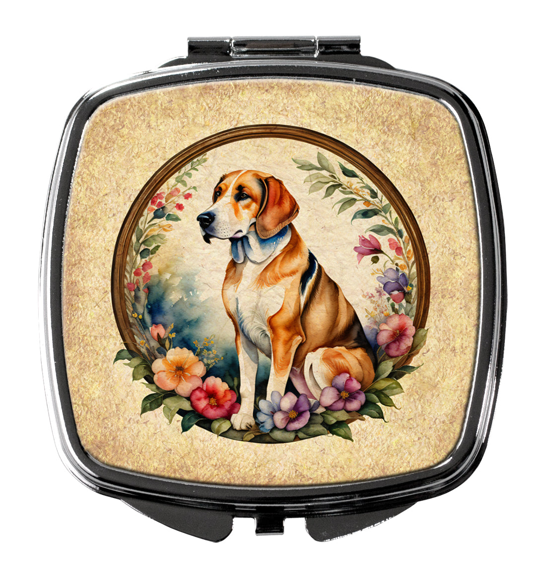 DAC2079SCM 3 x 2.75 in. American Foxhound & Flowers Compact Mirror