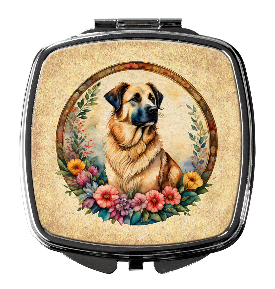3 x 2.75 in. Anatolian Shepherd Dog & Flowers Compact Mirror