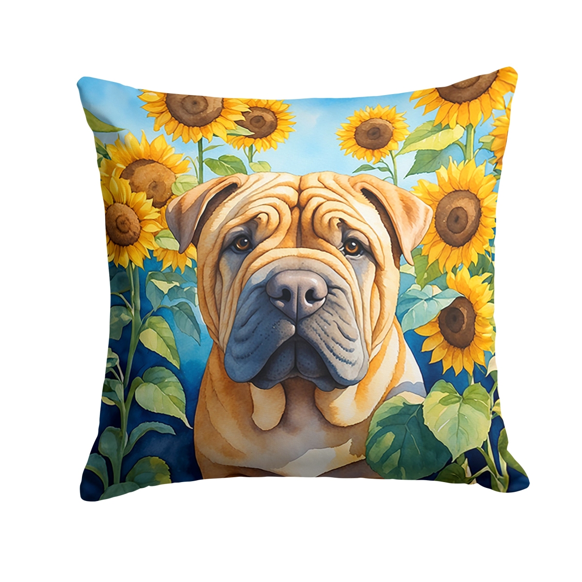 14 x 14 in. Shar Pei in Sunflowers Throw Pillow