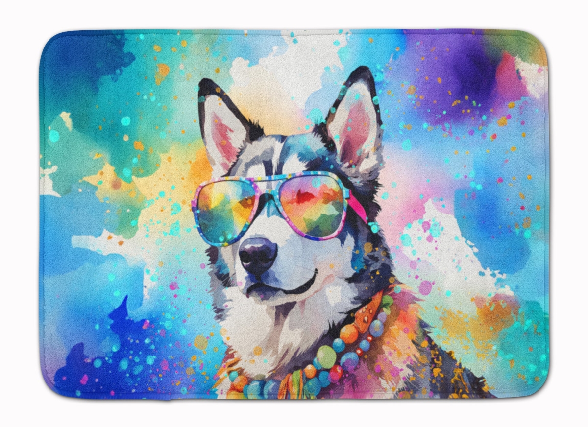 19 x 27 in. Siberian Husky Hippie Dawg Memory Foam Kitchen Mat