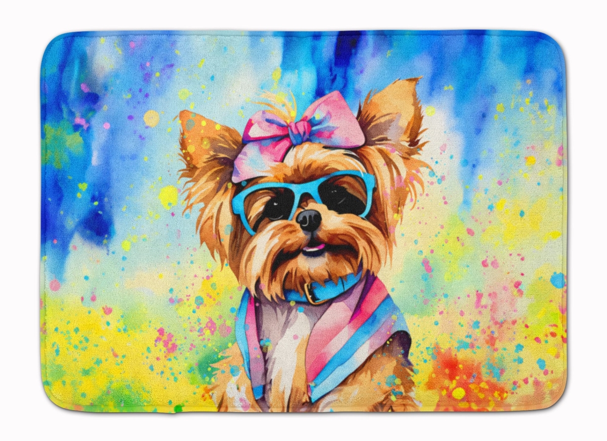 DAC2574RUG 19 x 27 in. Yorkshire Terrier Hippie Dawg Memory Foam Kitchen Mat