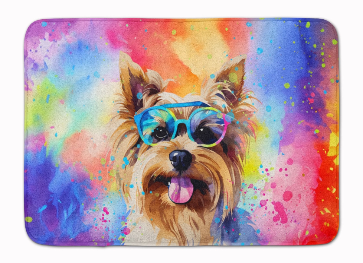 19 x 27 in. Yorkshire Terrier Hippie Dawg Memory Foam Kitchen Mat