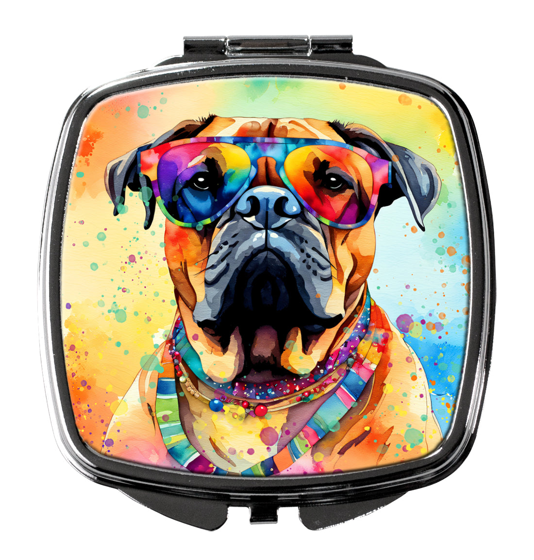 DAC2477SCM 3 x 2.75 in. Bullmastiff Hippie Dawg Compact Mirror