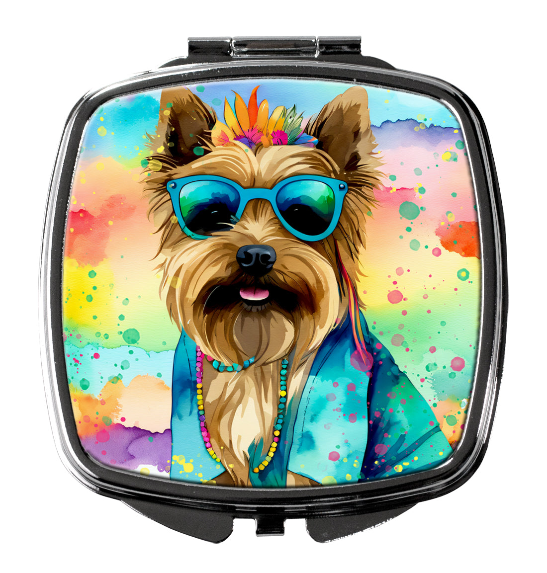 3 x 2.75 in. Cairn Terrier Hippie Dawg Compact Mirror