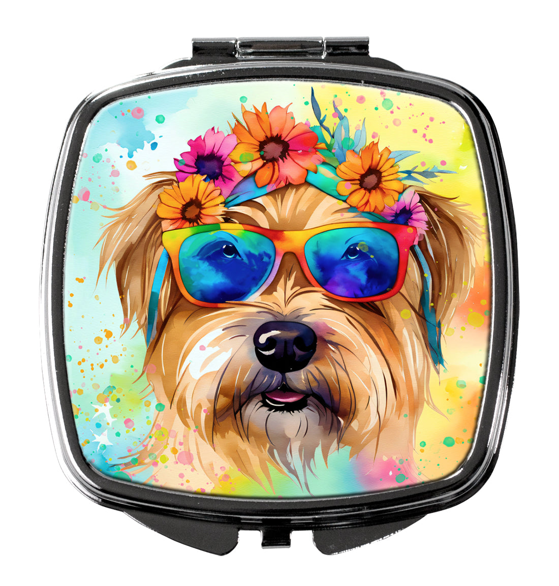 3 x 2.75 in. Cairn Terrier Hippie Dawg Compact Mirror