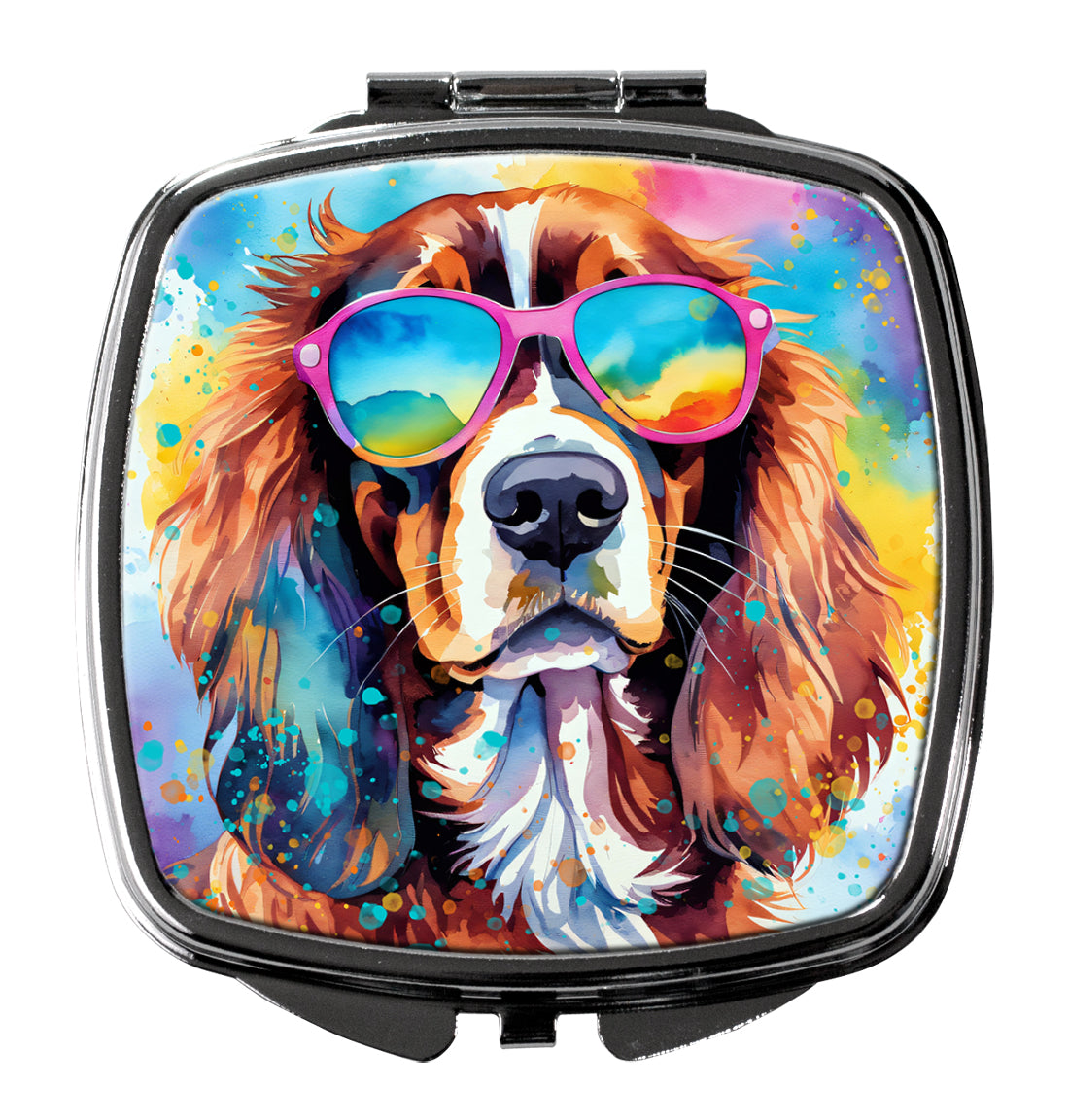 DAC2483SCM 3 x 2.75 in. Cavalier Spaniel Hippie Dawg Compact Mirror
