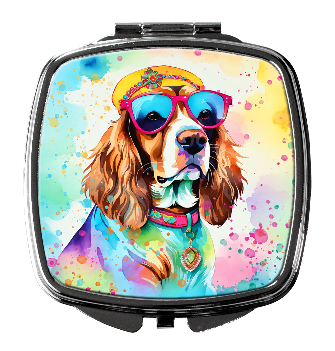 3 x 2.75 in. Cavalier Spaniel Hippie Dawg Compact Mirror