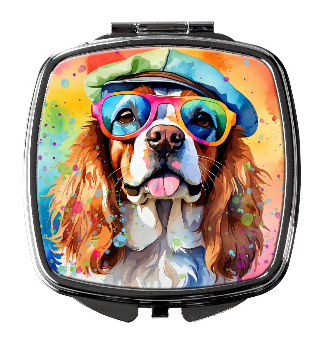 DAC2485SCM 3 x 2.75 in. Cavalier Spaniel Hippie Dawg Compact Mirror