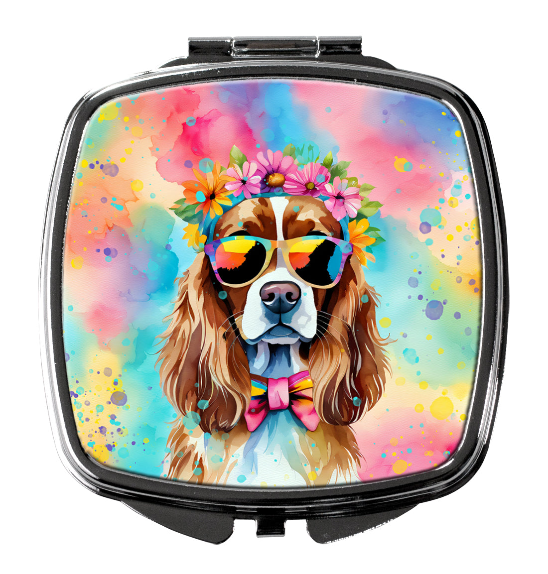 3 x 2.75 in. Cavalier Spaniel Hippie Dawg Compact Mirror