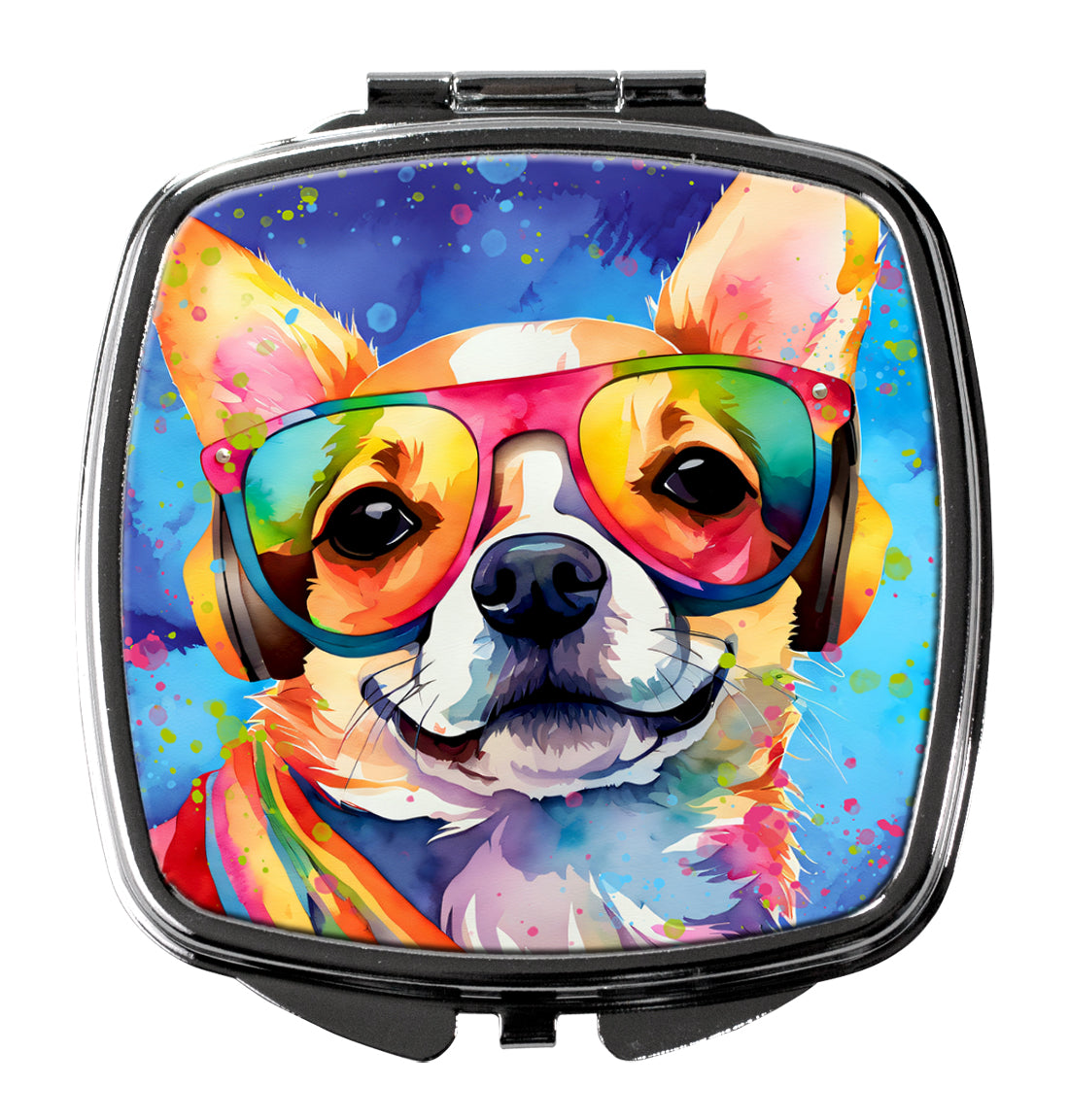 3 x 2.75 in. Chihuahua Hippie Dawg Compact Mirror
