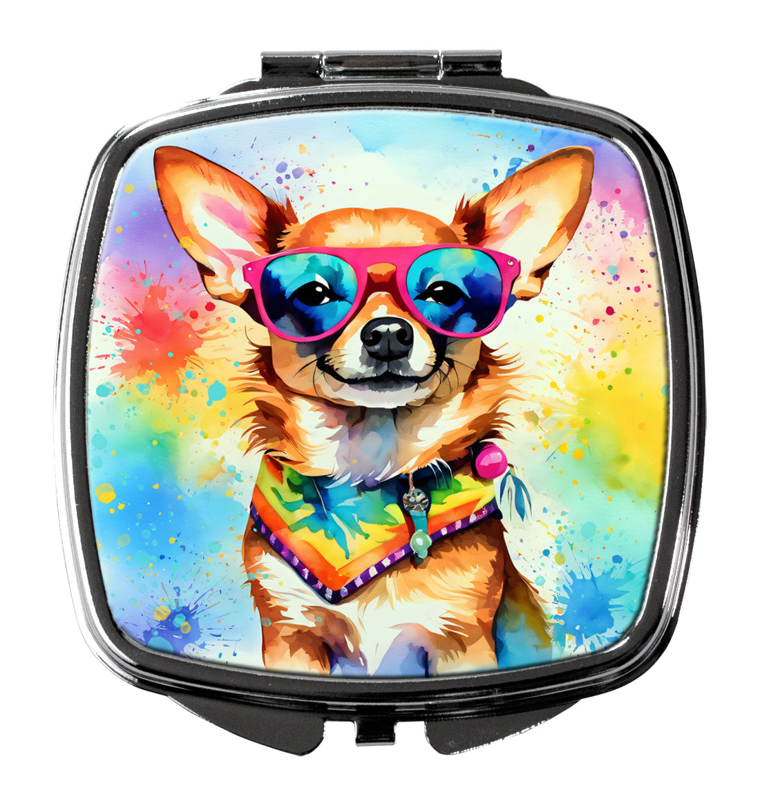 DAC2489SCM 3 x 2.75 in. Chihuahua Hippie Dawg Compact Mirror