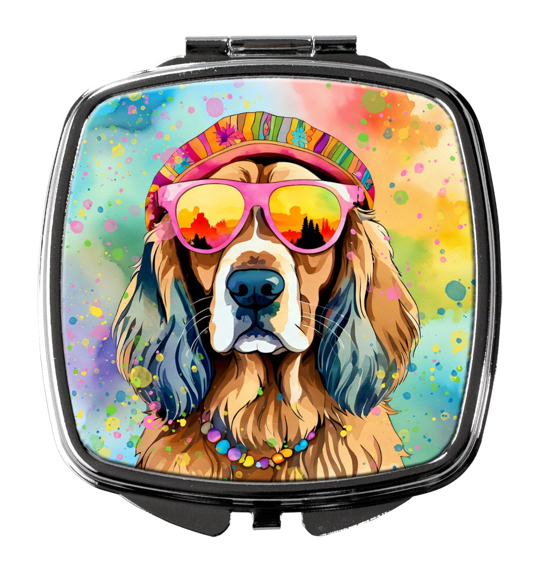 DAC2492SCM 3 x 2.75 in. Cocker Spaniel Hippie Dawg Compact Mirror
