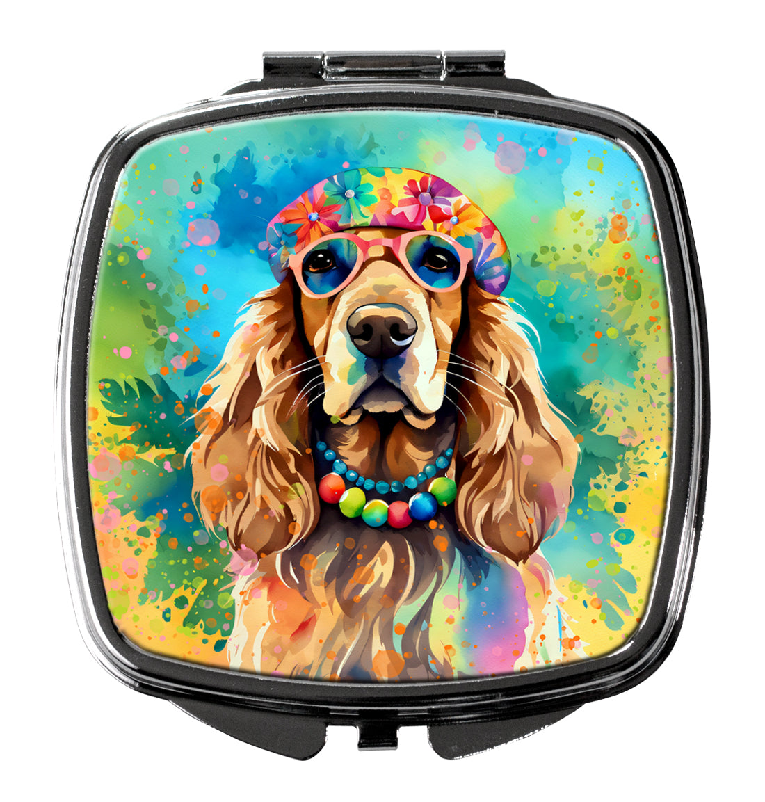 DAC2493SCM 3 x 2.75 in. Cocker Spaniel Hippie Dawg Compact Mirror