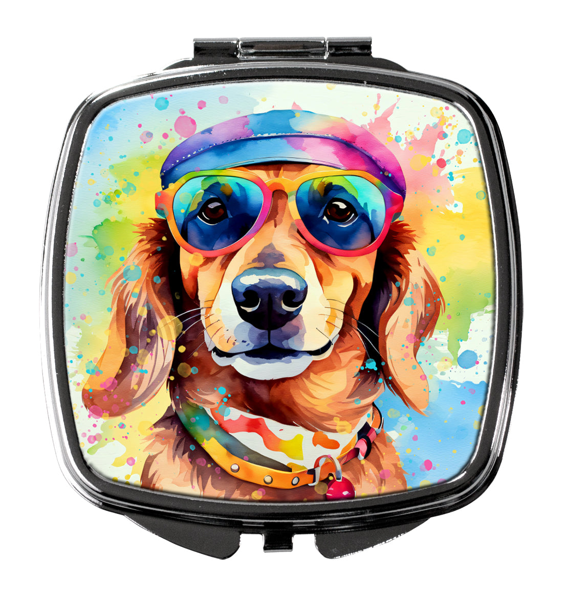 3 x 2.75 in. Dachshund Hippie Dawg Compact Mirror
