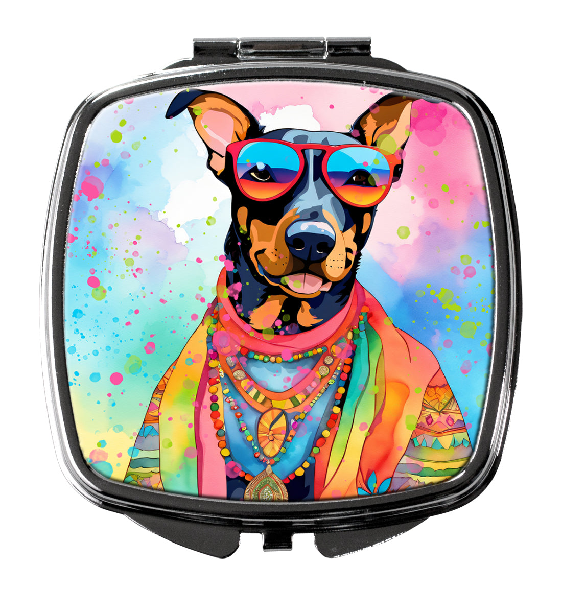 DAC2502SCM 3 x 2.75 in. Doberman Pinscher Hippie Dawg Compact Mirror