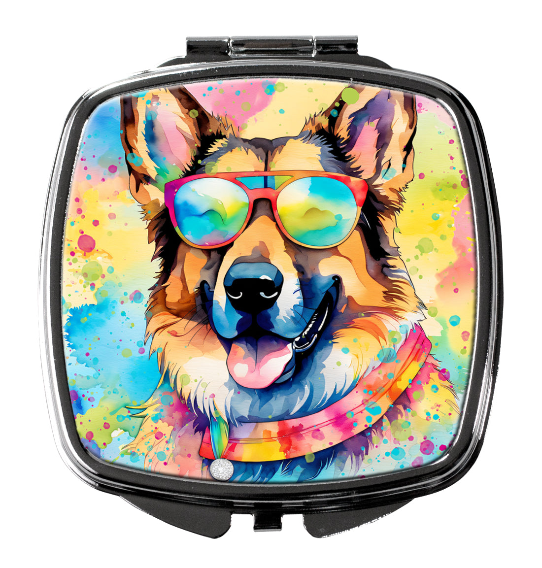 3 x 2.75 in. German Shepherd Hippie Dawg Compact Mirror