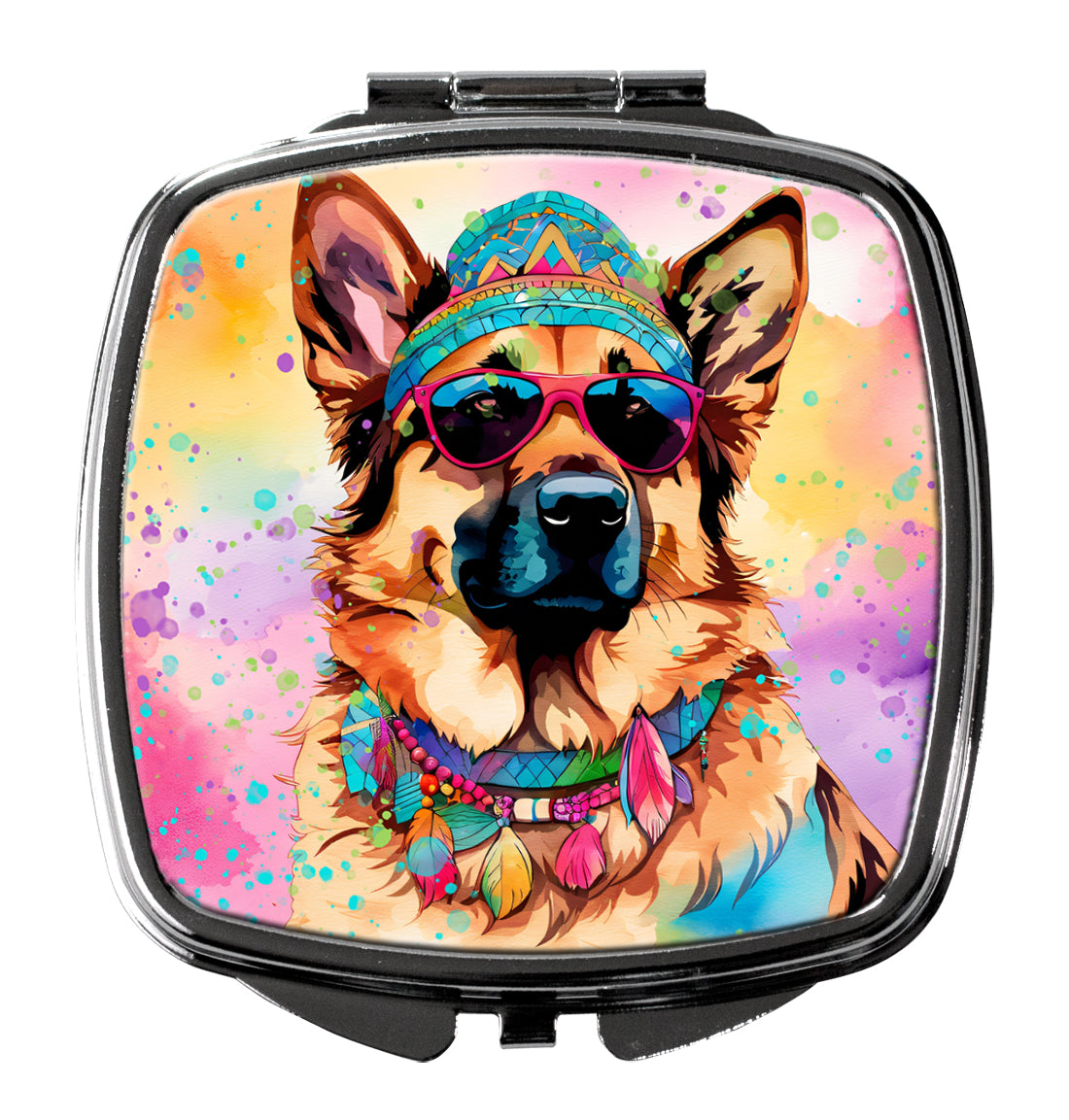 DAC2511SCM 3 x 2.75 in. German Shepherd Hippie Dawg Compact Mirror